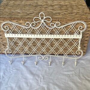 Wire Metal Cream Off White 14” Jewelry Headbands Keys Wall Hanging Organizer